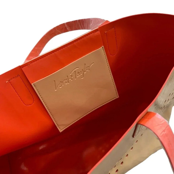 Lord & Taylor Beige Perforated Large Tote - Picture 5 of 9